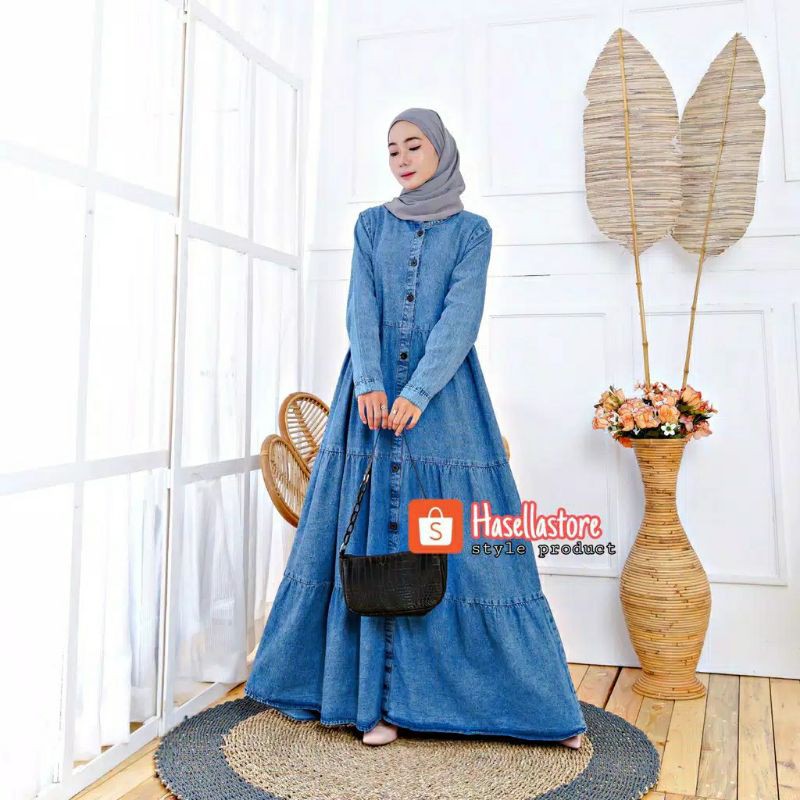 Gamis couple Jeans wash model rampel bertaru