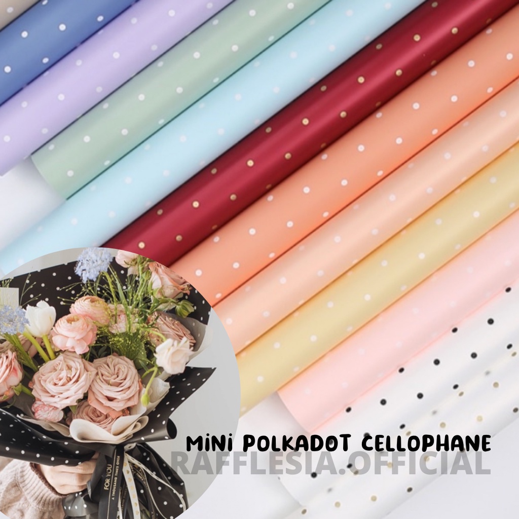 

[5 LEMBAR] FLOWER WRAPPING MINI POLKADOT CELLOPHANE WATERPROOF KERTAS BUKET BUNGA FLOWER WRAP/ PEMBUNGKUS
