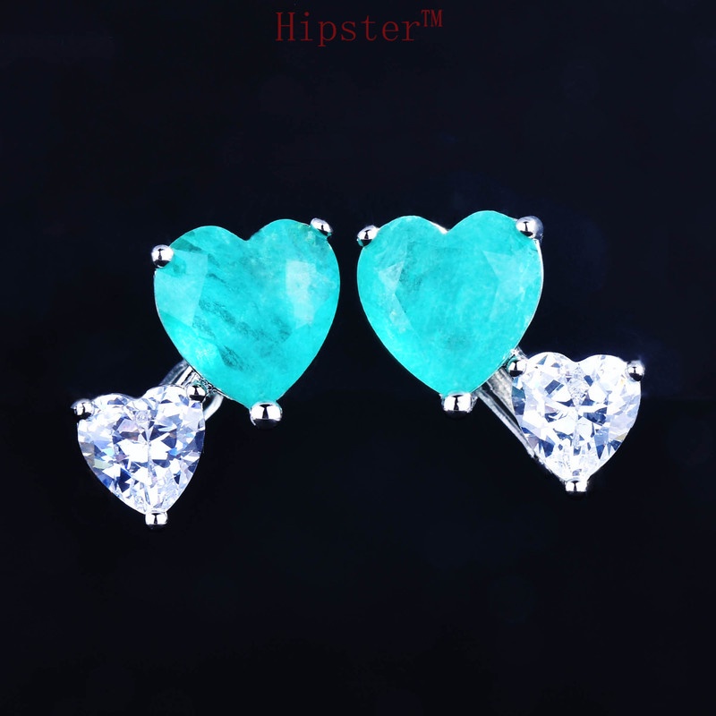 925 Silver Luxury Topaz Earrings Heart-Shaped