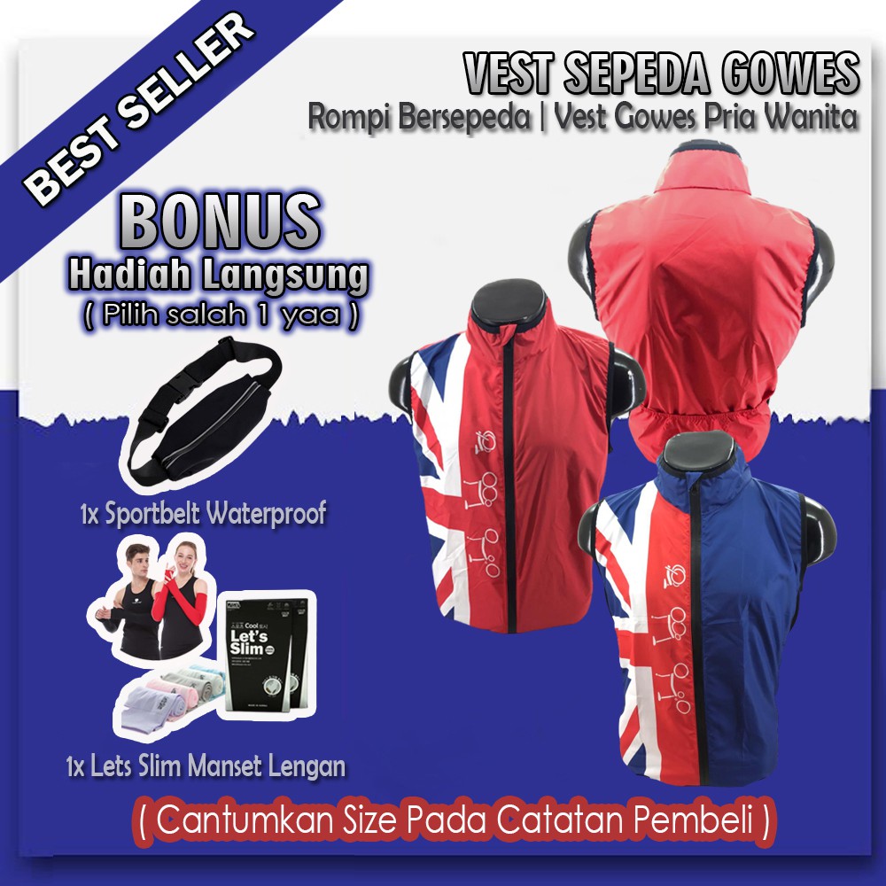 Jaket Rompi Sepeda Lipat Gowes Olahraga Vest Unisex Jacket Windbreaker