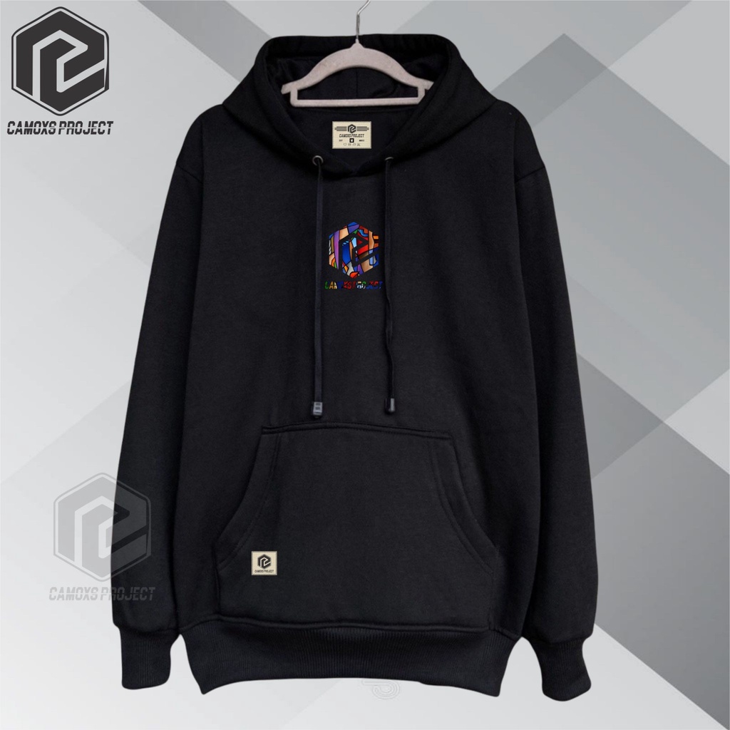 Hoodie Pria Distro Oversize Sweater Logo CP Warna Hitam Brand Kota Bandung Hodie Terbaru Masa Kini