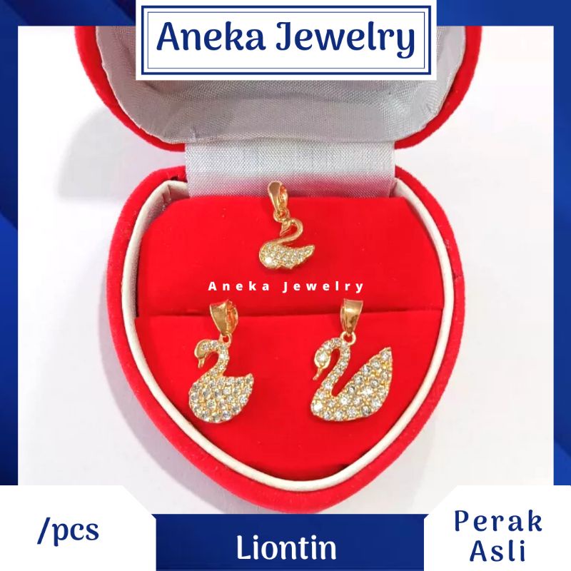 Liontin Angsa Cor Mata2, Perak 925, Sepuh Emas Rosegold