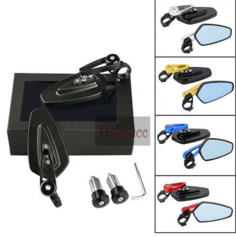 Spion Sepion Jalu Oval Bar End Mirror Motor Kaca Datar Biru Cnc Universal Nmax, Aerox, Pcx, Adv, Vario 125, Vario 150, Scoopy, Klx, Crf, Beat, Vixion, Satria fu Dll-1