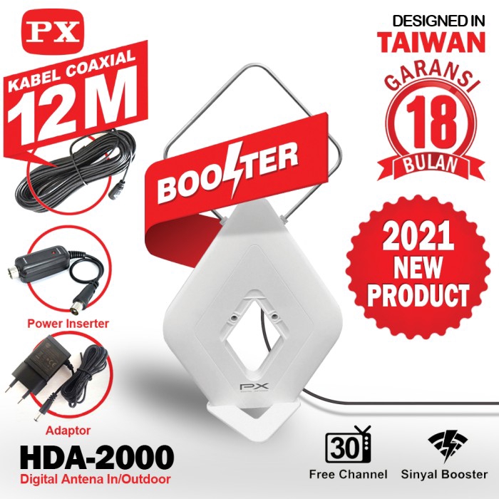 PX HDA-2000 Antena Digital 2in1 Indoor Outdoor Sinyal Kuat Gambar Jernih