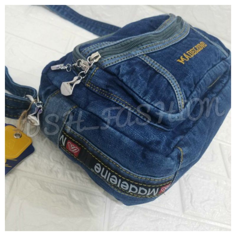 TAS JEANS MADELEINE SELENDANG ORIGINAL TERBARU WARNA BLUE tasselempangtasjeanstaswanitattasterbaru