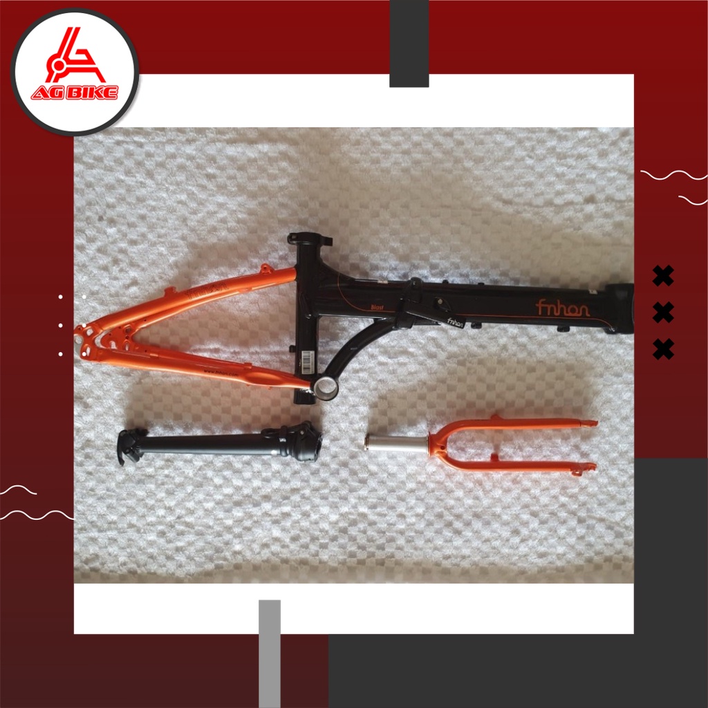Frame Fnhon Blast + Handlepost warna orange hitam orange black 2 warna V brake