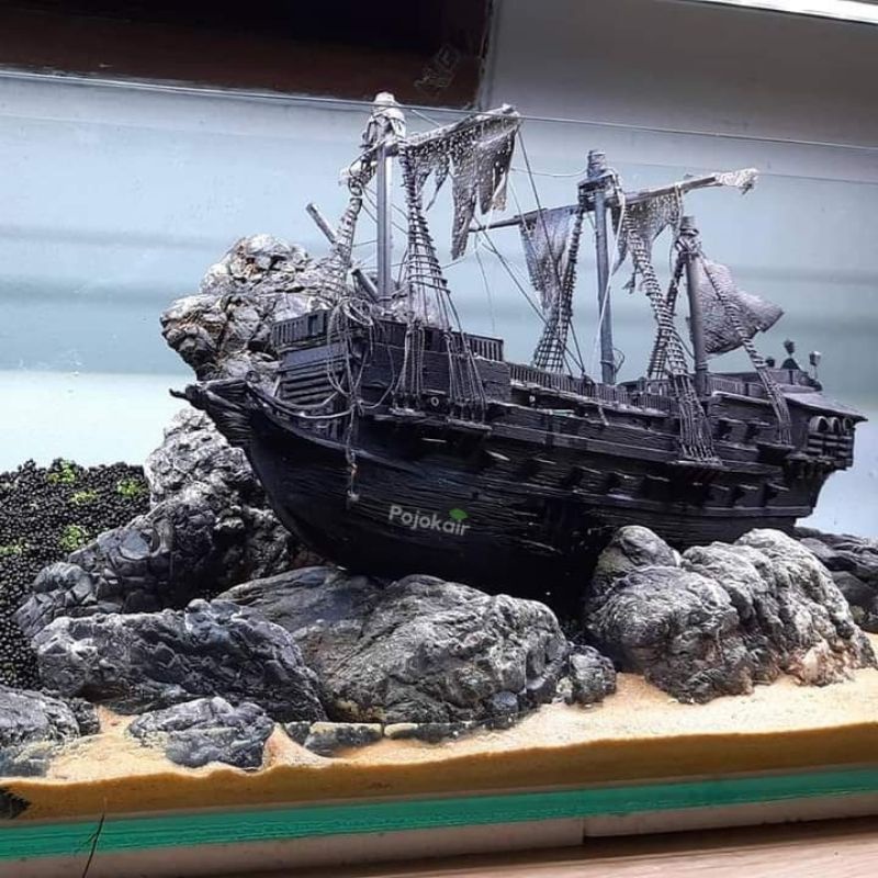 Jual Dekorasi Aquarium Kapal Bajak Laut | Hiasan Aquascape | Custom