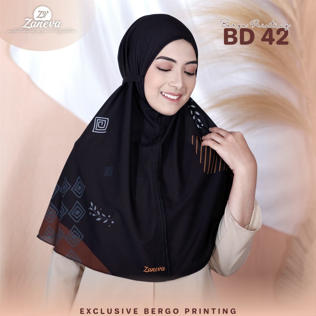 NEW ARRIVAL BERGO MOTIF PRINTING/ HIJAB INSTANT BY ZANEVA HIJAB