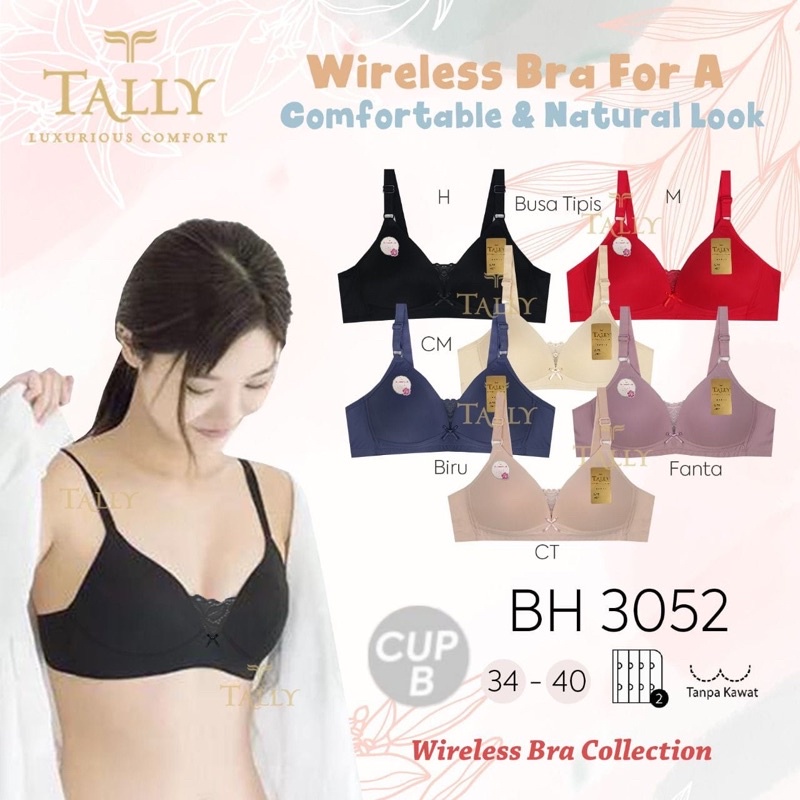 TALLY BRA BH 3052 | BUSA TIPIS | TANPA KAWAT | CUP B | SIZE 34 - 40 - KAIT 2