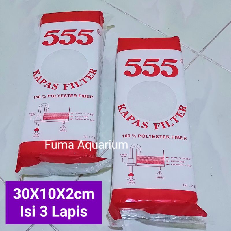 Kapas Filter 555 Busa Media Filter Penyaring Aquarium 3Lapis Tebal Dan Padat