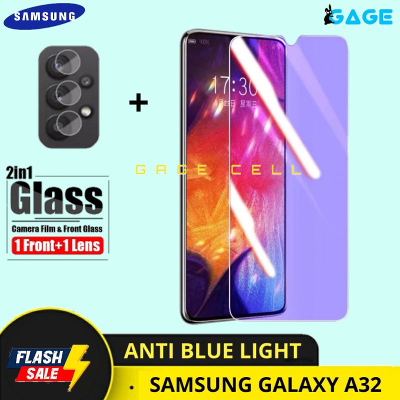 2IN1 TEMPERED GLASS ANTI BLUE LIGHT SAMSUNG GALAXY A32 TG ANTI GORES RADIASI FULL LAYAR SCREEN