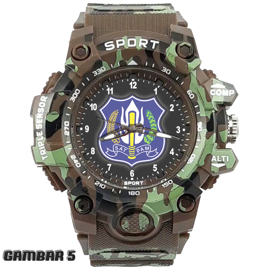 JAM TANGAN LOGO SATPAM STRAP ARMY