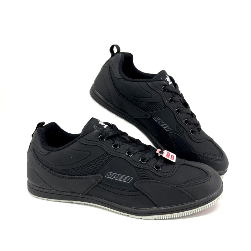 Sepatu Sekolah Hitam Polos SPEED by LOGGO ALL FRONTIER LO KAIKA / LO KAMIL / LO KAIPO / LO KABIL (37-42)