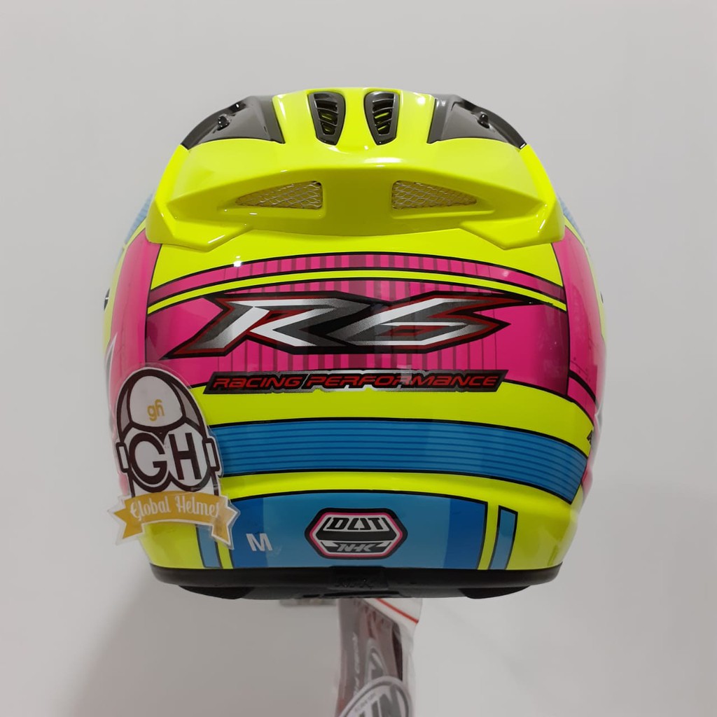 HELM HALF FACE NHK R6 R-6 MOTIF CUBE YELLOW FLO