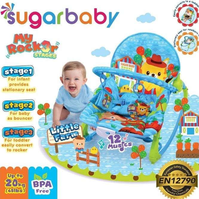 bouncer bayi sugar baby my rocker 3 stages baby bouncer little farm