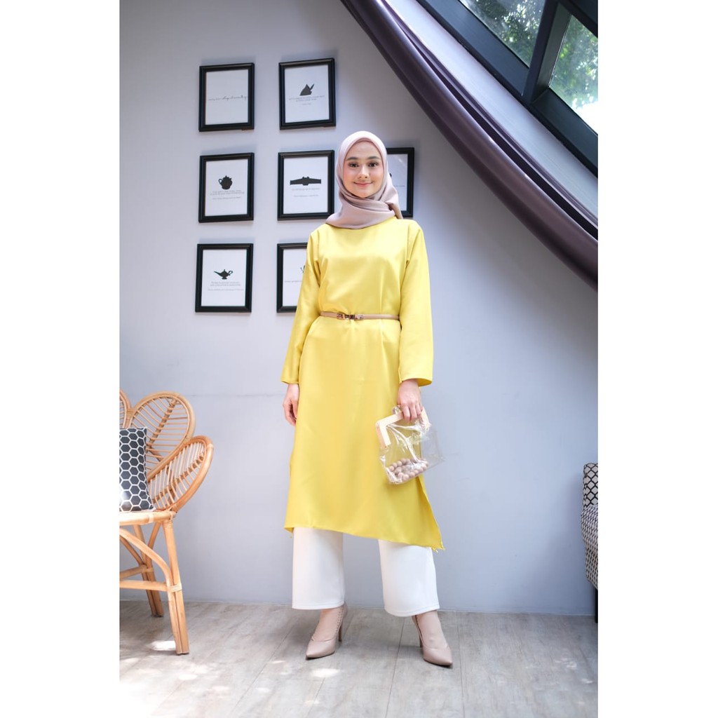 Femes Atasan Tunik Belah Polos / Long Tunik Wanita-6