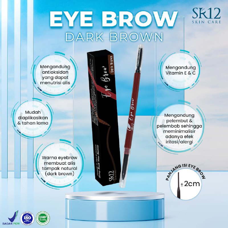 PENSIL ALIS SR12 DARK BROWN PREMIUM | EYE BROW WATERPROOF | KUAS PENCIL ALIS COKLAT BPOM  MUDAH DIAPLIKASIKAN MENUTRISI ALIS