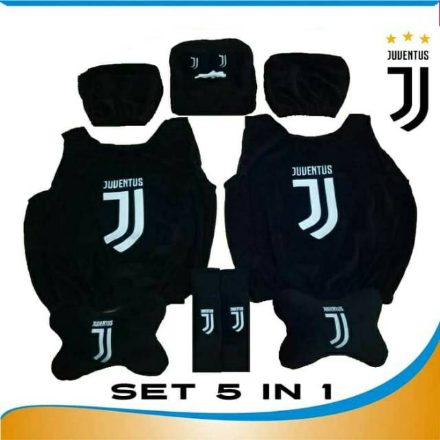 Bantal Mobil Juv3ntus Set 5 in 1 / Sarung Jok juv3ntus 5 in 1