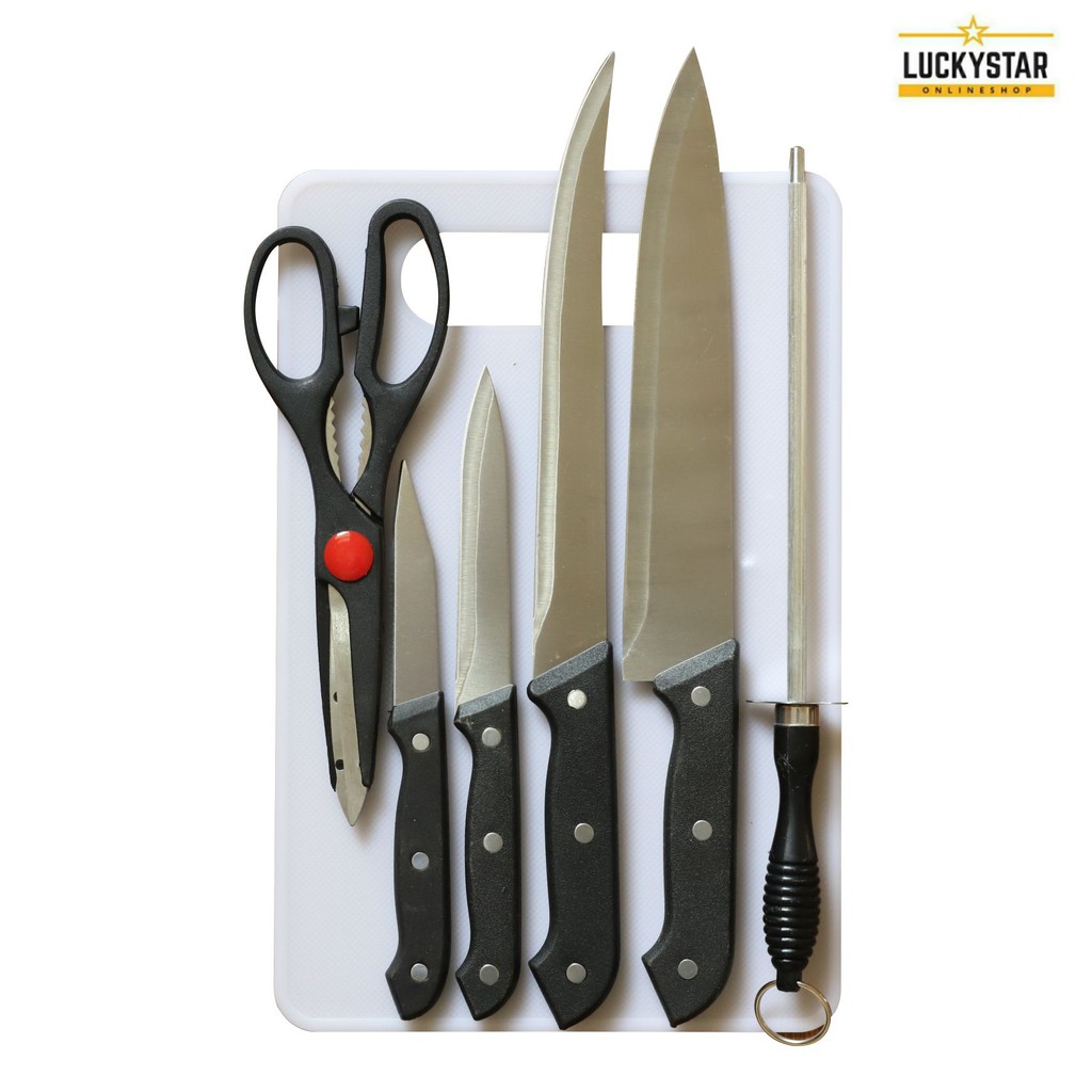 Cod Set Pisau Dapur Talenan Set Pisau Dapur 7pcs Kitchen Knife