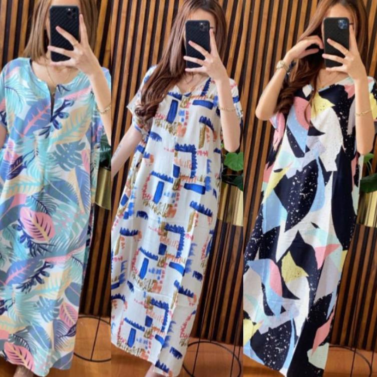 Pakaian Wanita Daster Longdres Panjang Busui Motif Leopard ☟