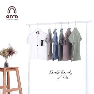 Arra Baju Koko Dzaky Kurta Pakistan couple ayah dan anak laki laki Lengan Pendek baju couple keluarga lebaran terbaru 2022 oxford denim baju takwa Atasan kemko kapel kondangan original premium baju jubah kemeja koko muslim pria dewasa anak laki laki murah