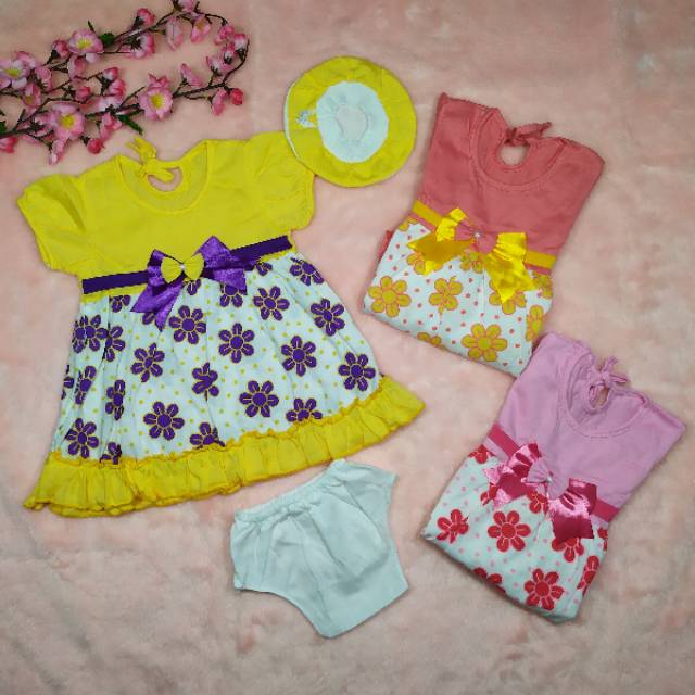 Pakaian Bayi Perempuan Size 0-12bulan Free Topi / Baju Setelan Anak Perempuan / Baju Anak Lucu