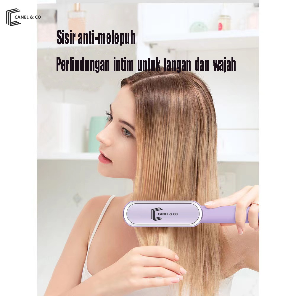 Canel&amp;Co Catok Sisir Pelurus Rambut Hair Curler  2 In 1 Catokan Sisir Listrik Professional Automatic Wet Dry Dual Use Hair Straightener