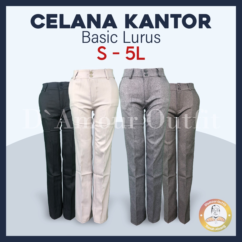 Celana Panjang Lis Saku Wanita Polos Pakaian Kerja Formal Kantoran Clana Bahan Cewek Kantor Dewasa Anak Motif Salur Garis Kotak Slim Fit Highwaist Baggy Pants Tartan Pinggang Perempuan Korean Style Cewe Jumbo Big Size