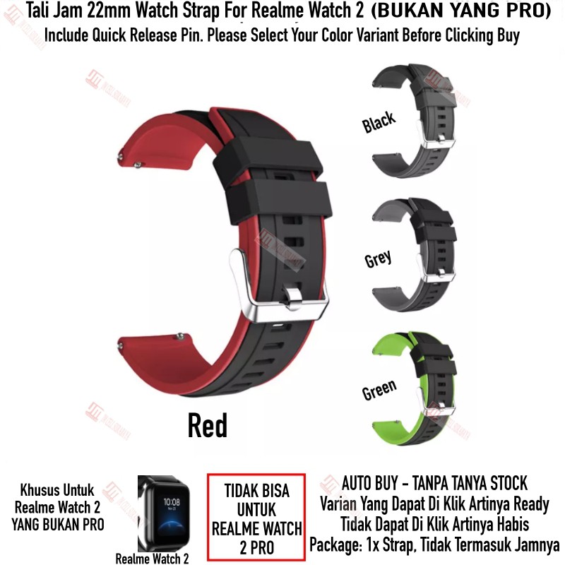 SSR Tali Jam 22mm Watch Strap Realme Watch 2 (BUKAN PRO) - Rubber Silikon Sporty