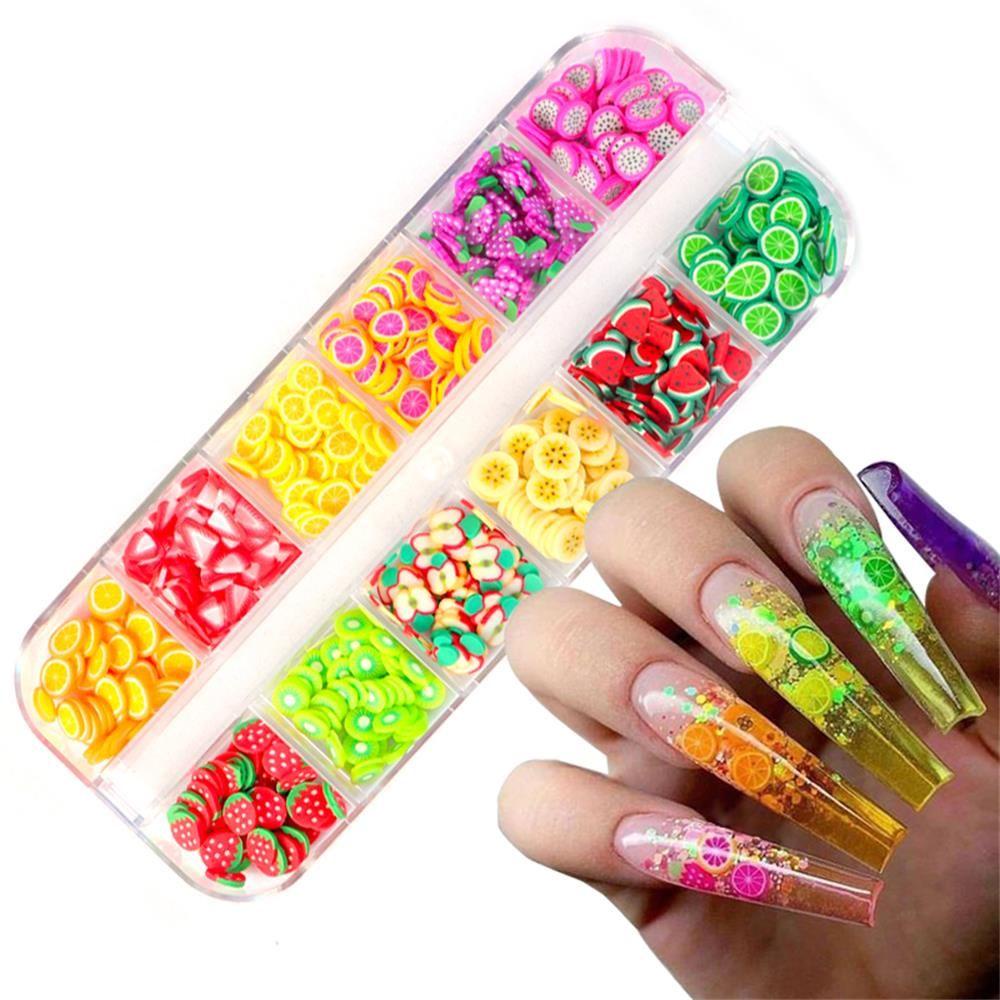 Solighter Nail Art Stiker Lucu Gaya Campur Aksesori Kuku Mungil 3D Dekorasi Irisan Berlian Imitasi