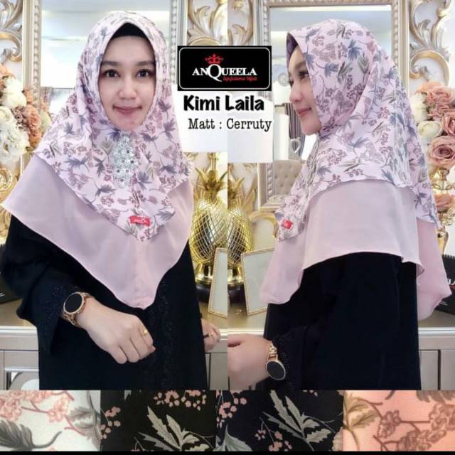 Kimi Laila Ori Anqueela Hijab [] Khimar Mini Motif Bunga