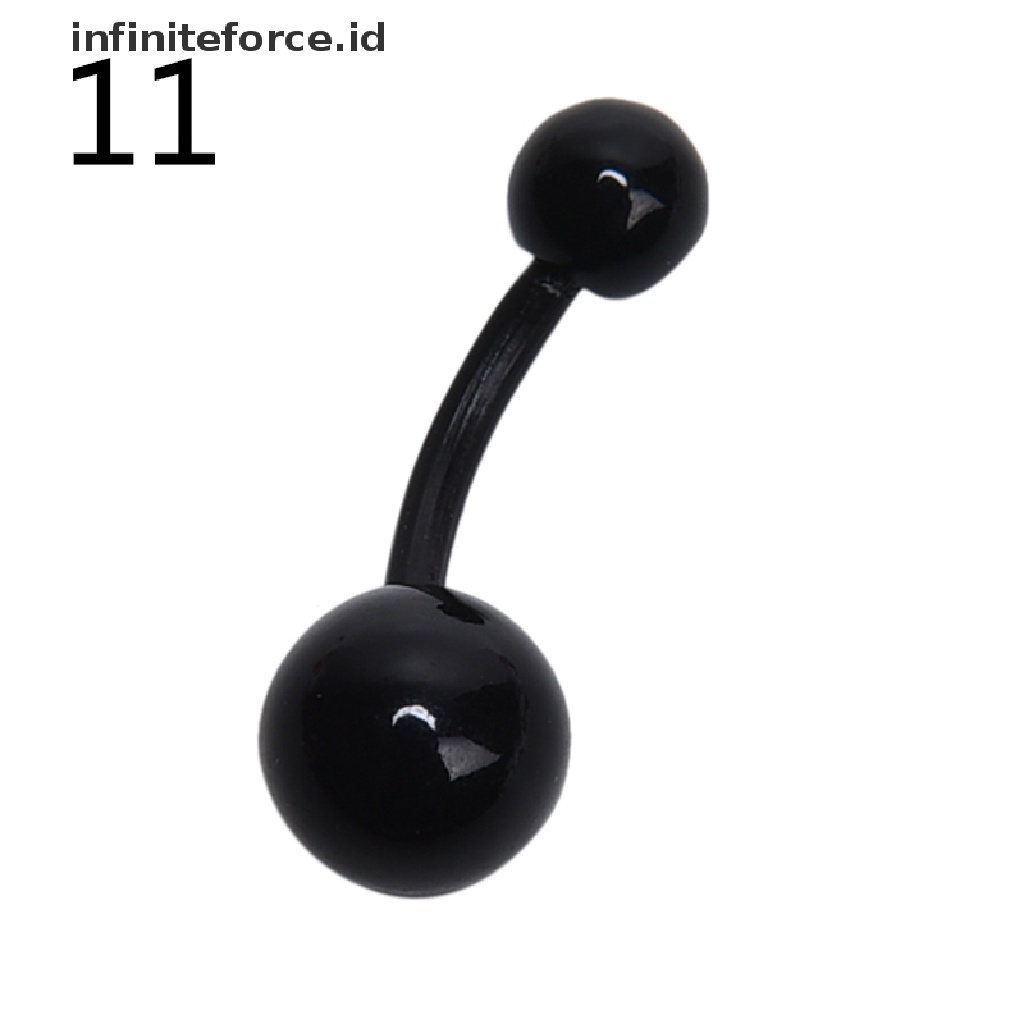 Infiniteforce.id 12pcs / Set Anting Tindik Perut / Pusar Bentuk Barbel Flexible Untuk Wanita