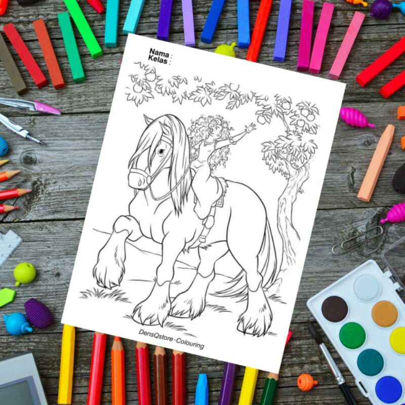 

Kertas Mewarnai Anak Tema Princess Merida / Kertas Gambar (10 Lembar Gambar)