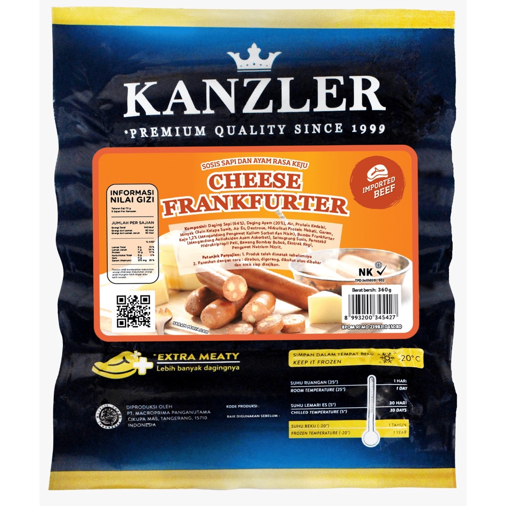 Kanzler Cheese Frankfurter 360gr