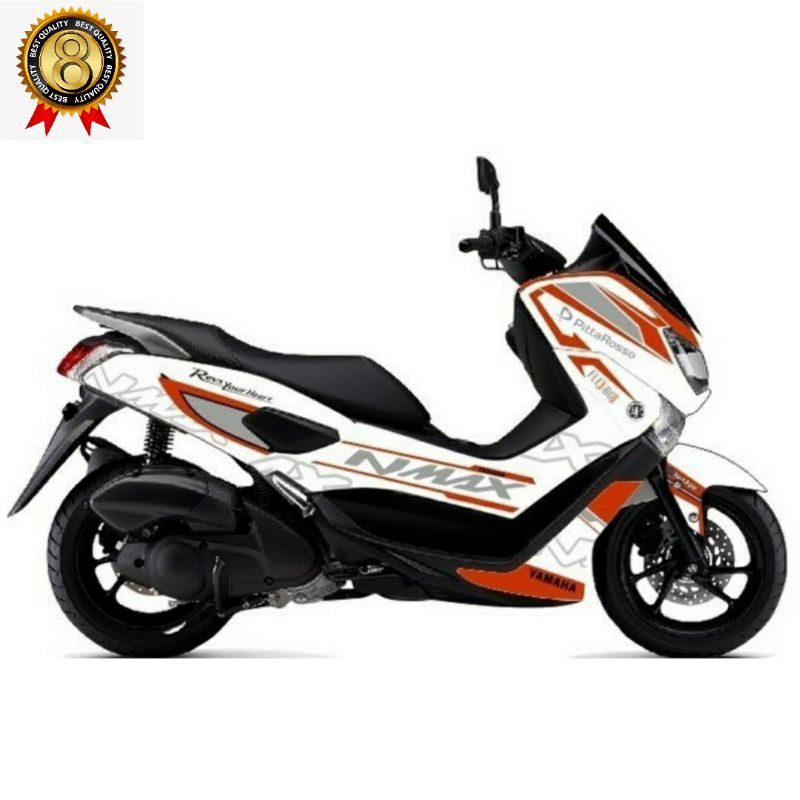 Decal Sticker NMAX Full body putih lis orange variasi