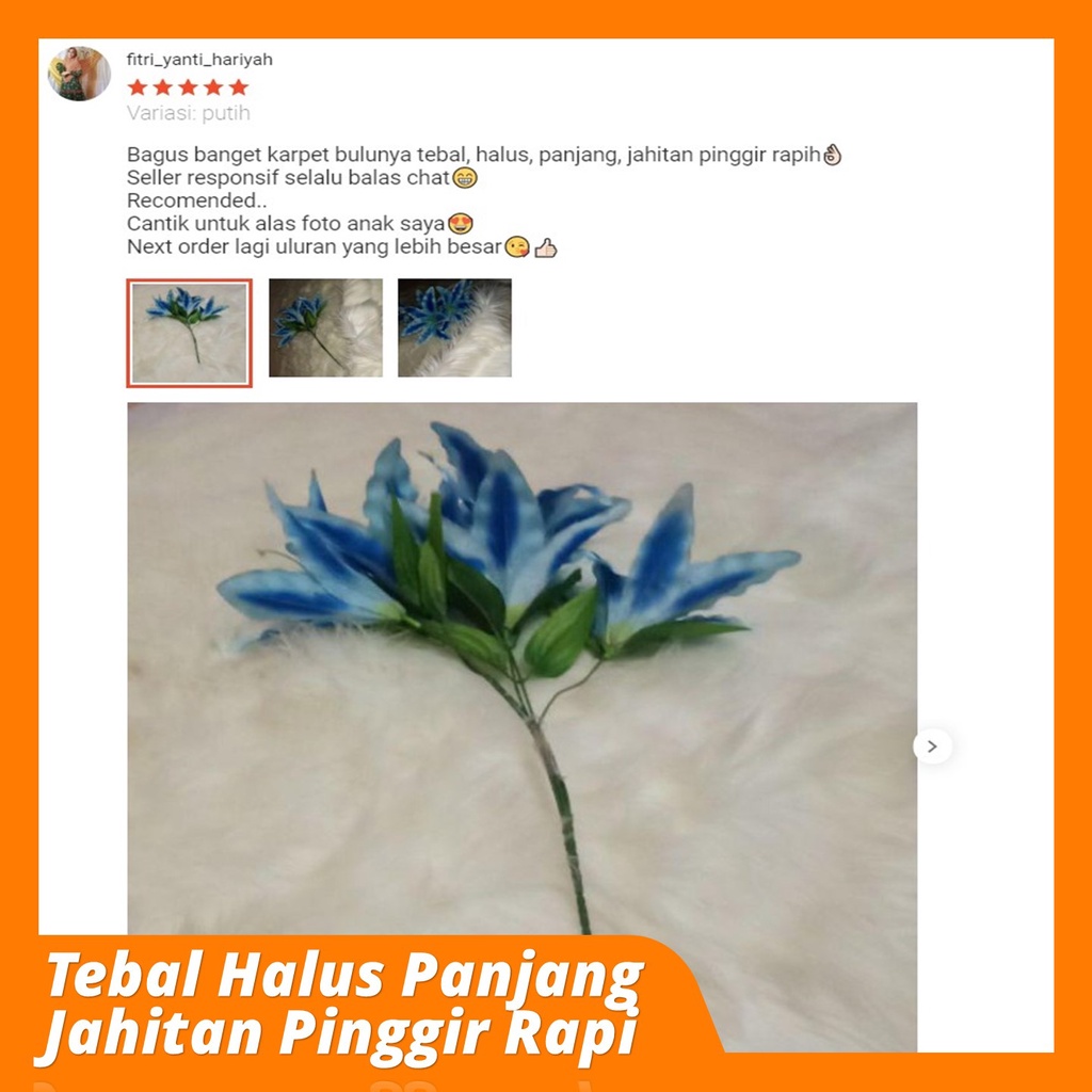 Karpet Bulu Putih Alas Foto Produk Murah Persegi &amp; Bulat Bahan Bulu Korea Tebal 6CM Lembut Tidak Rontok