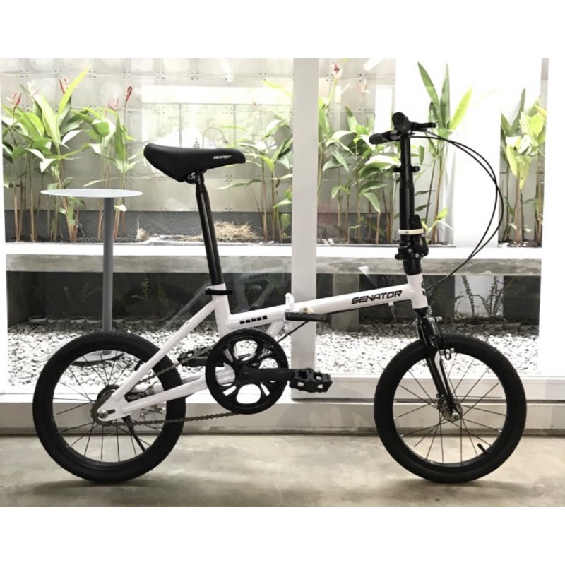 Sepeda Lipat Senator single speed 16 inch SNI COD cicilan kredit mirip troy dan maximus-Putih