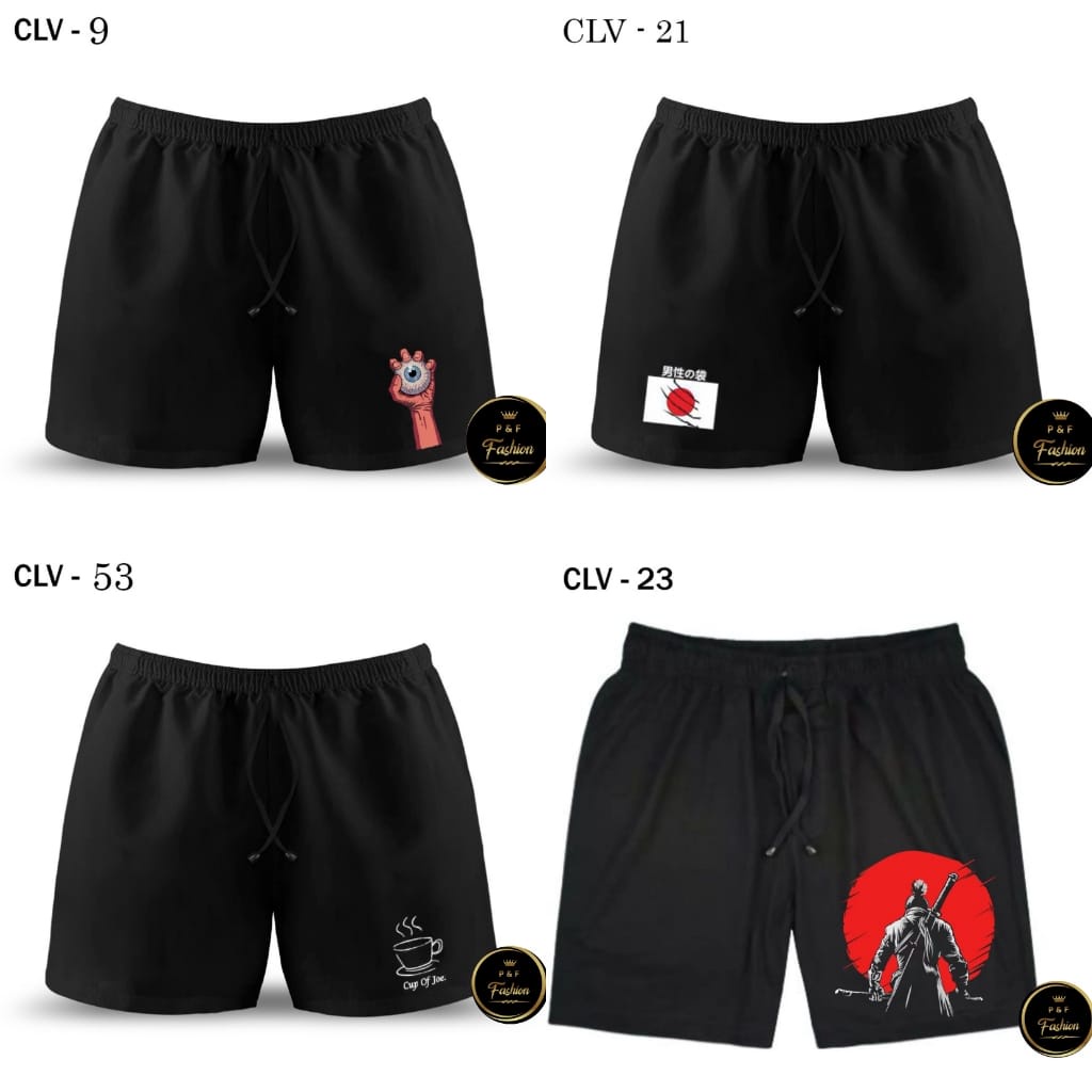 Boxer Black Motif White Fire / Boxer Pria Polos SPANDEX / Celana Pendek Pria Distro