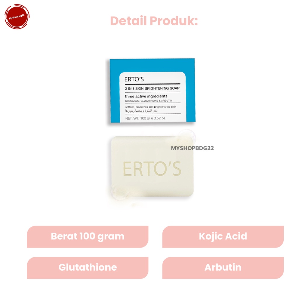 Ertos 3in1 Brithening Soap Sabun Pencerah Perawatan Kebersihan Kulit Tubuh By Myshopbdg22