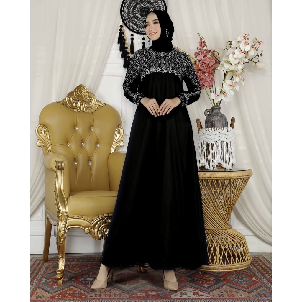 Gamis Madina Hareeka Dress Wanita Muslim  Design Terbaru 2022//Dress Toyobo Fodu Premium Original Bordir Mewah Mix Payed Swaroski HIgh Qualyty//Gamis pesta Elegant//Fashion Kasual Wanita Muslimah Kekinian Wudhu Friendly By Parila_store