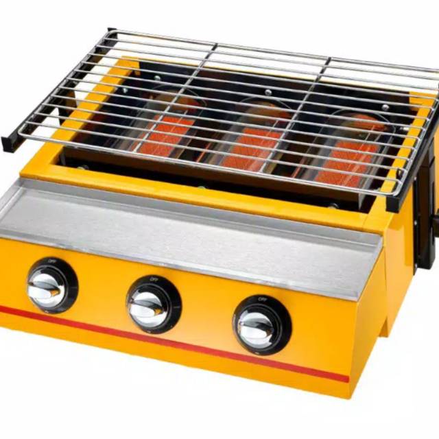 Gas Roster Bakaran Bbq 3 Tungku Panggangan Sosis Ayam Ikan Sate Shopee Indonesia