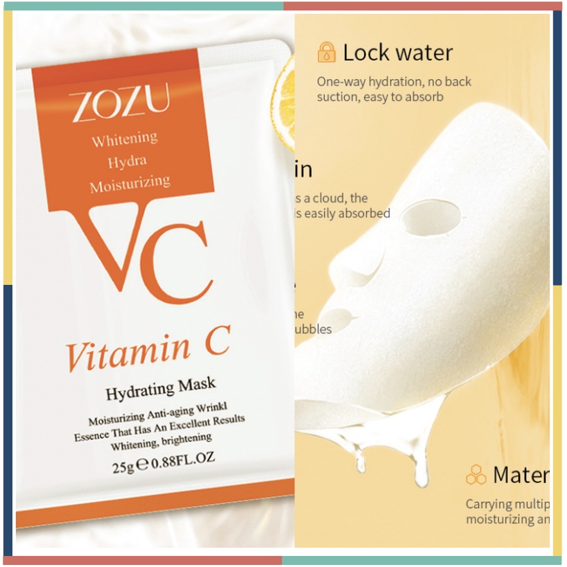 ZOZU Vitamin C Masker Wajah Face Sheet Mask Hydrating Vit C BQ035