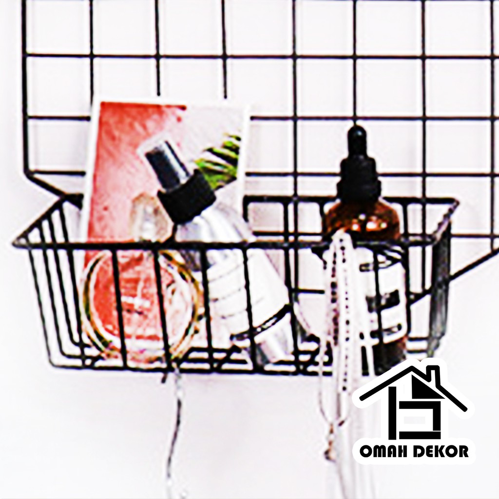 OMAH DEKOR KESI  Keranjang Besi hitam wall grid mesh tanaman hias rak dapur HIJANG KESI