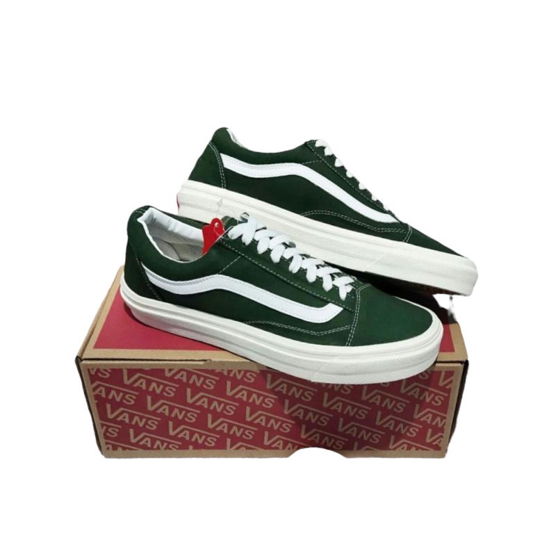 SEPATU V4NS OLD SKOOL GREEN ARMY GRADE ORI VANS PREMIUM SEPATU SNEAKERS PRIA  SNEAKERS WANITA