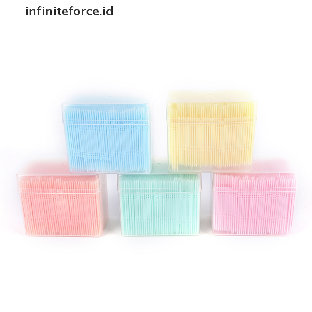 (infiniteforce.id) 1100pcs / Set Tusuk Gigi Interdental 2 Arah Bahan Plastik Untuk Kebersihan Mulut