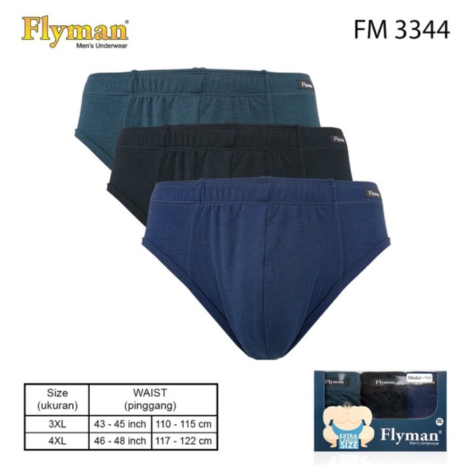 Flyman Celana Dalam Pria Big Size Besar Premium 3 PCS FM 3344