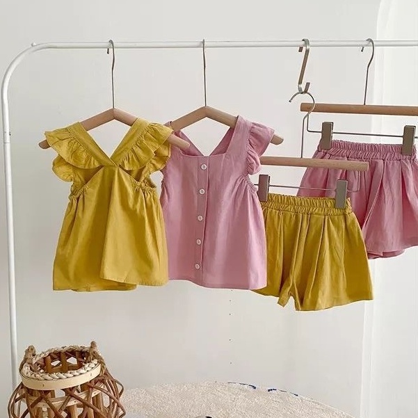 IL - Setelan Lopika Anak Perempuan / Set Lopika Balita Perempuan Ruffle &amp; Celana Hotpant