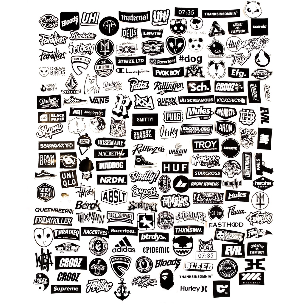 

Paket isi 25 Stiker brand distor Graftac Sticker Logo nasa NetfliX Supreme Adidas