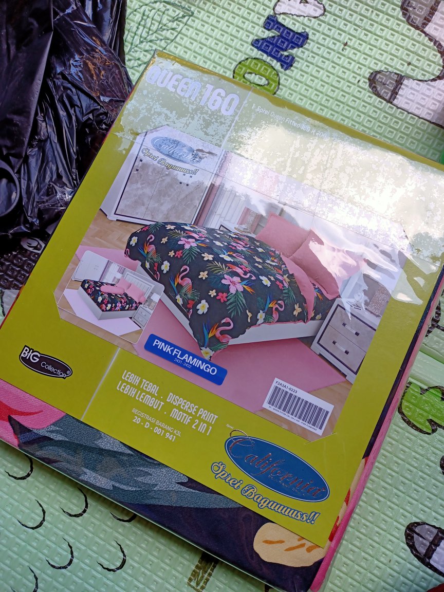 Sprei California 180x200 / 160x200 Motif Rogan Pandora Pink Flamingo Nurita - 180 King Size Sp