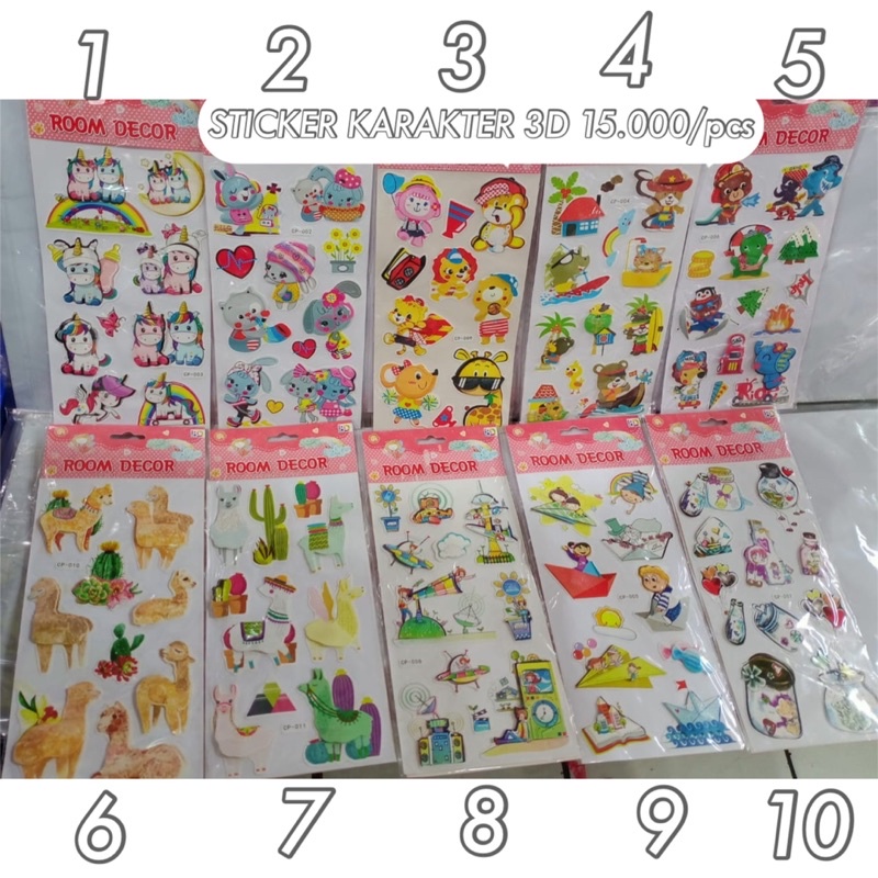 

STICKER 3D KARAKTER ANAK MAINAN MOTORIK HIASAN BUKU KREATIF